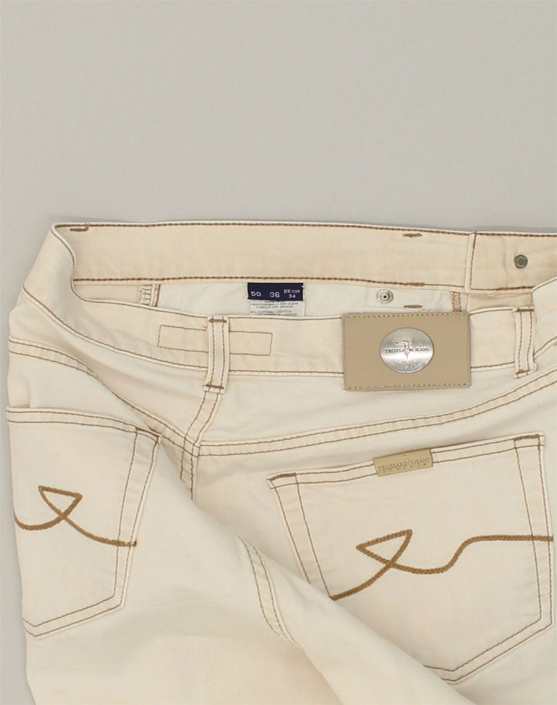 TRUSSARDI JEANS Womens Straight Jeans W34 L30 Beige Cotton | Vintage Trussardi Jeans | Thrift | Second-Hand Trussardi Jeans | Used Clothing | Messina Hembry 