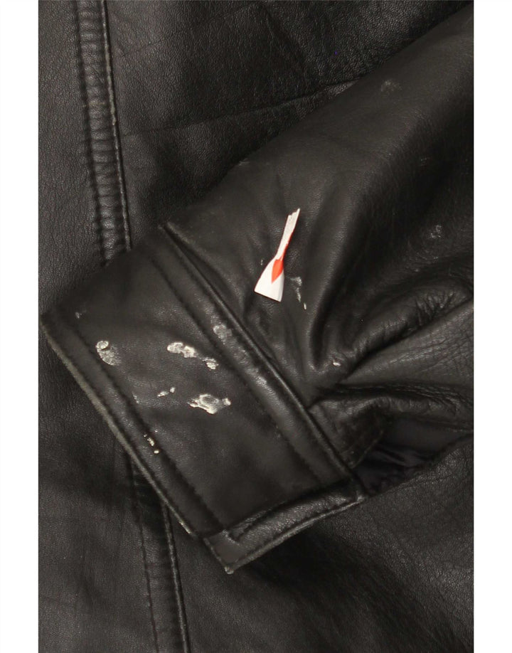 Vintage Mens Leather Jacket IT 48 Medium Black