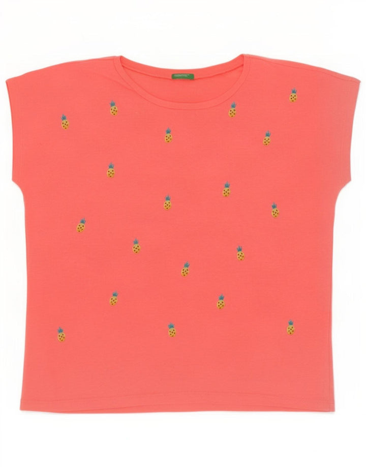 Benetton Womens Graphic T-Shirt Top UK 14 Medium Pink