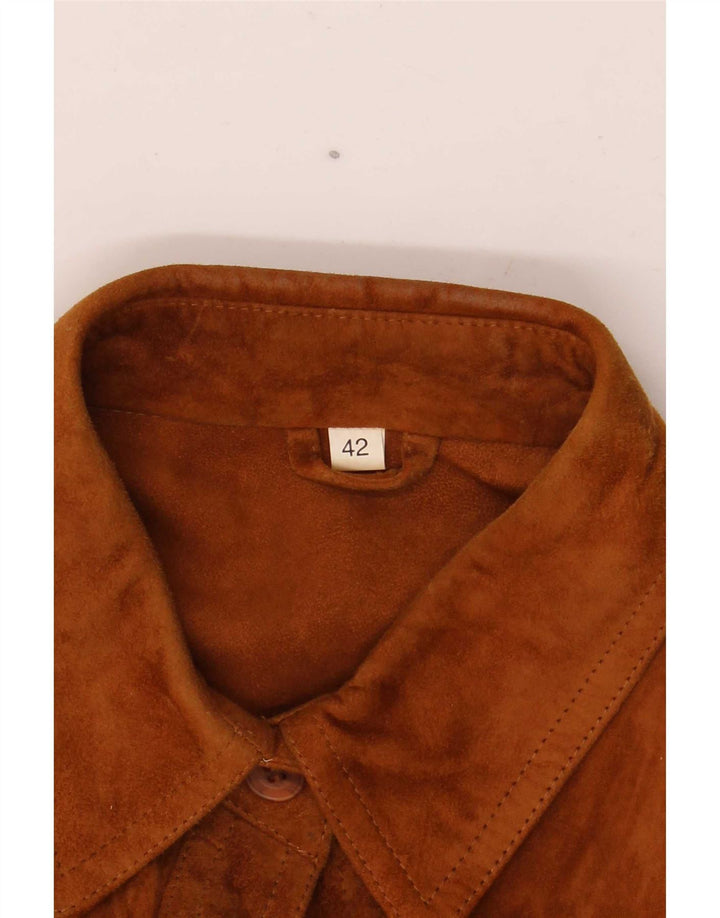 Vintage Womens Overshirt Suede Shirt IT 42 Medium Brown