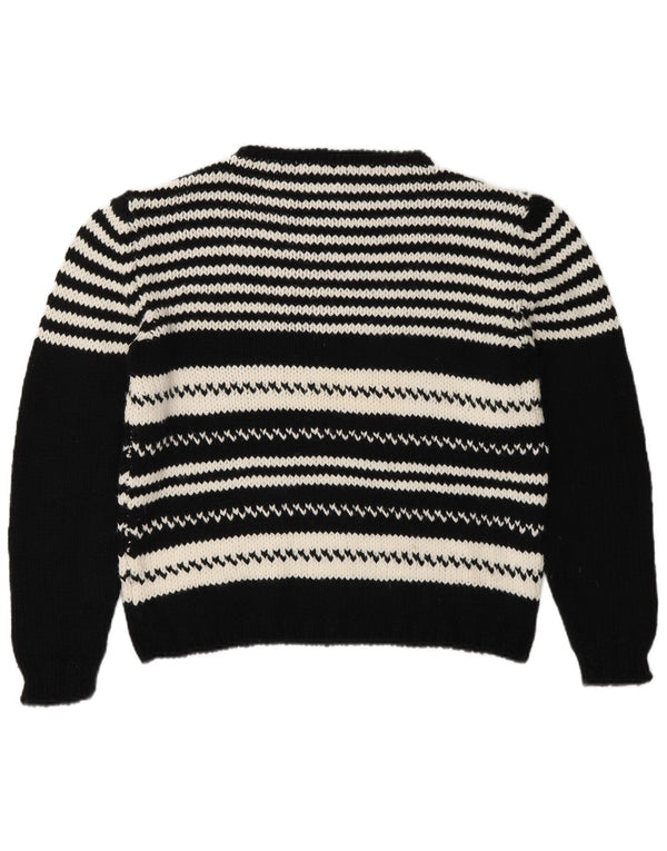 Vintage Womens Turtle Neck Jumper Sweater UK 14 Medium Black Striped