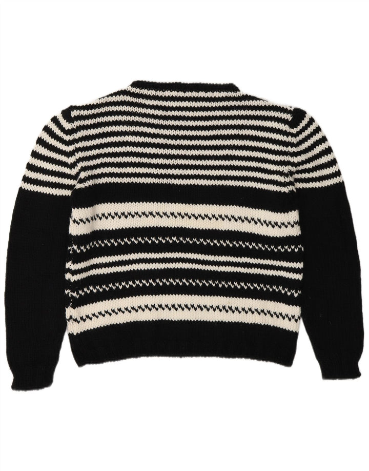 Vintage Womens Turtle Neck Jumper Sweater UK 14 Medium Black Striped