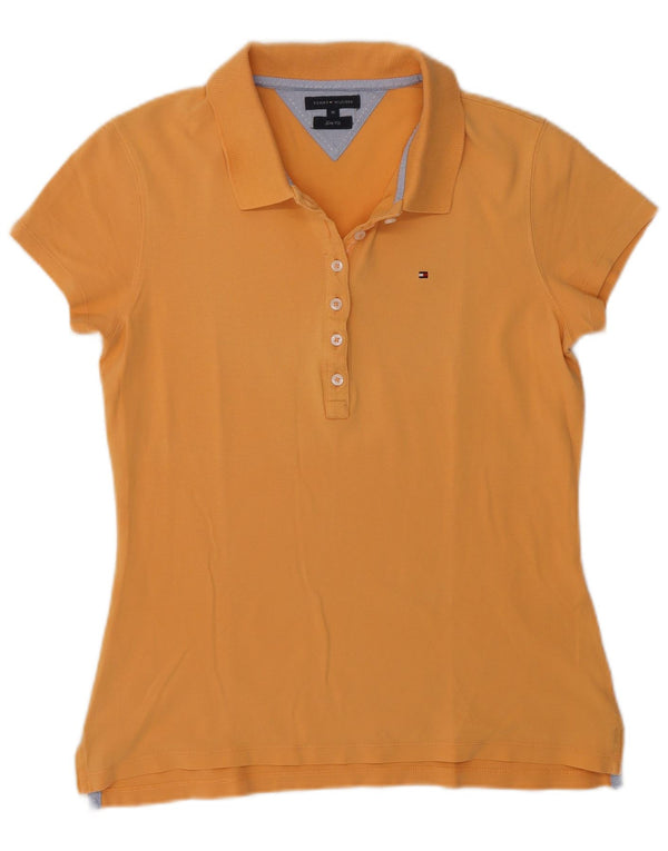 Tommy Hilfiger Womens Slim Fit Polo Shirt UK 12 Medium Orange