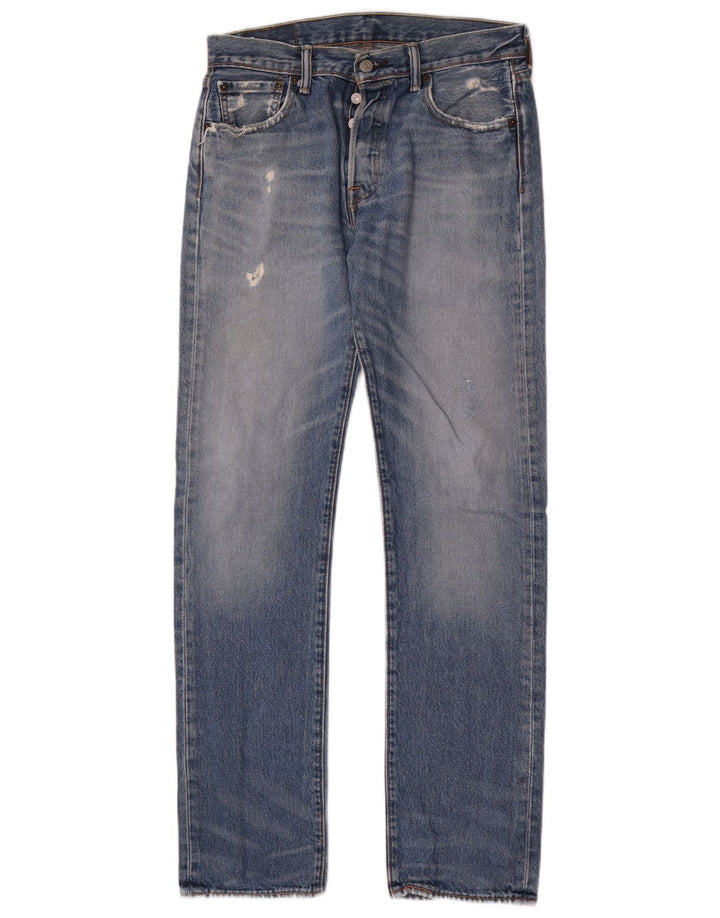 Levi's Mens Distressed Straight Jeans W30 L34 Blue Cotton