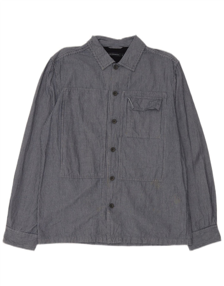 French Connection Mens Shirt Small Navy Blue Pinstripe Cotton
