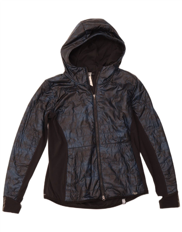 NEW BALANCE Womens Tracksuit Top Jacket UK 14 Medium Black Colourblock