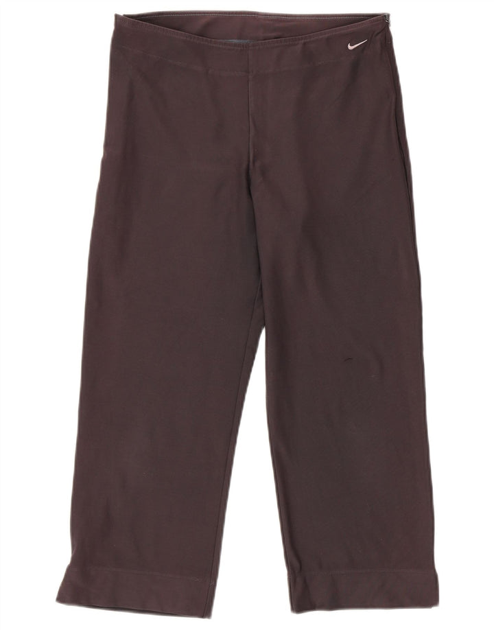 NIKE Womens Dri Fit Capri Tracksuit Trousers UK 12/14 Large  Grey Cotton