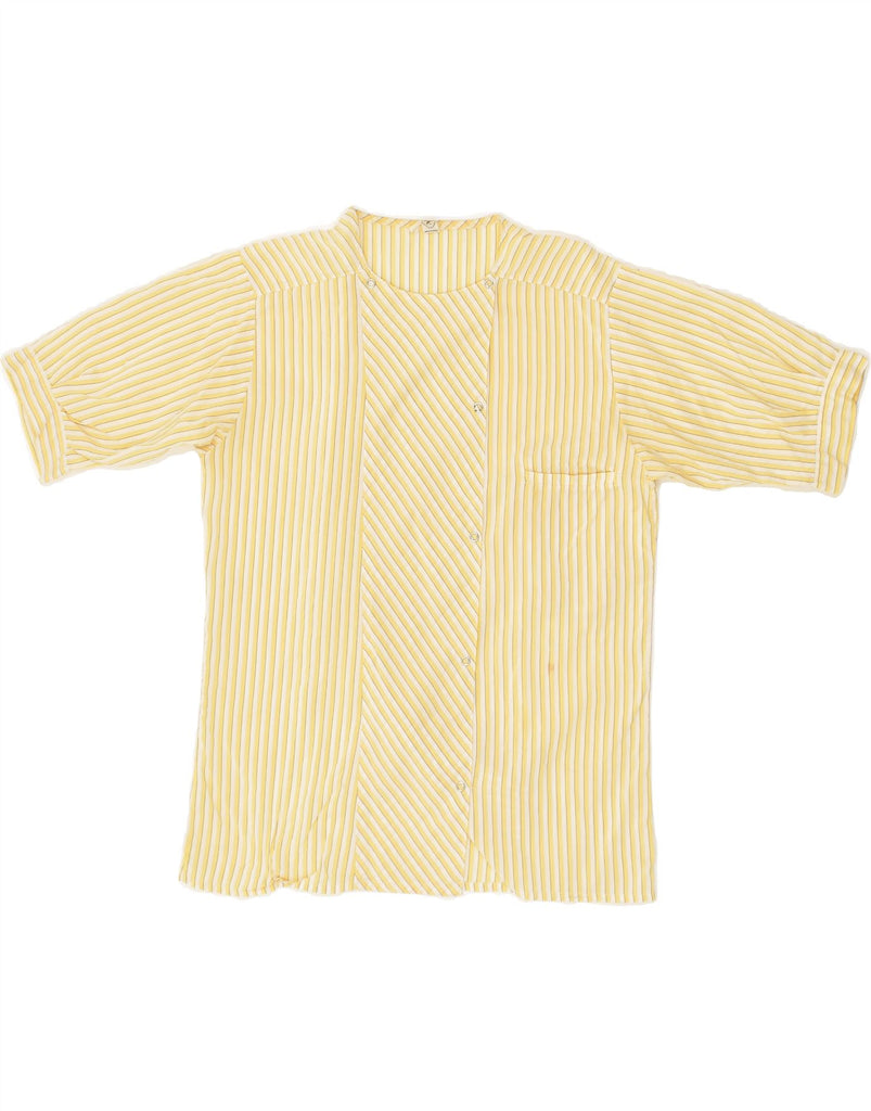 VINTAGE Womens Short Sleeve Shirt Blouse IT 42 Medium Yellow Striped | Vintage Vintage | Thrift | Second-Hand Vintage | Used Clothing | Messina Hembry 