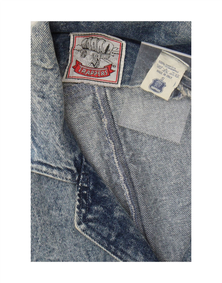 Vintage Womens Crop Denim Jacket UK 10 Small Blue Cotton