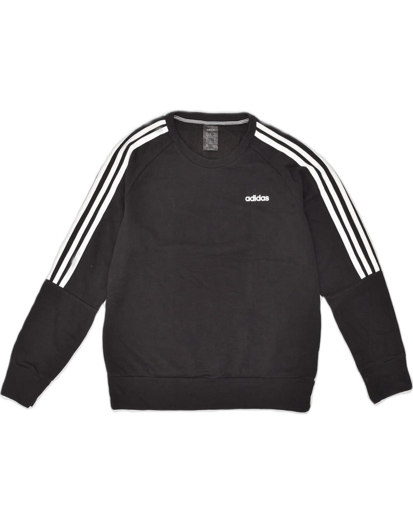 ADIDAS Womens Sweatshirt Jumper UK 12-14 Medium Black Cotton | Vintage Adidas | Thrift | Second-Hand Adidas | Used Clothing | Messina Hembry 