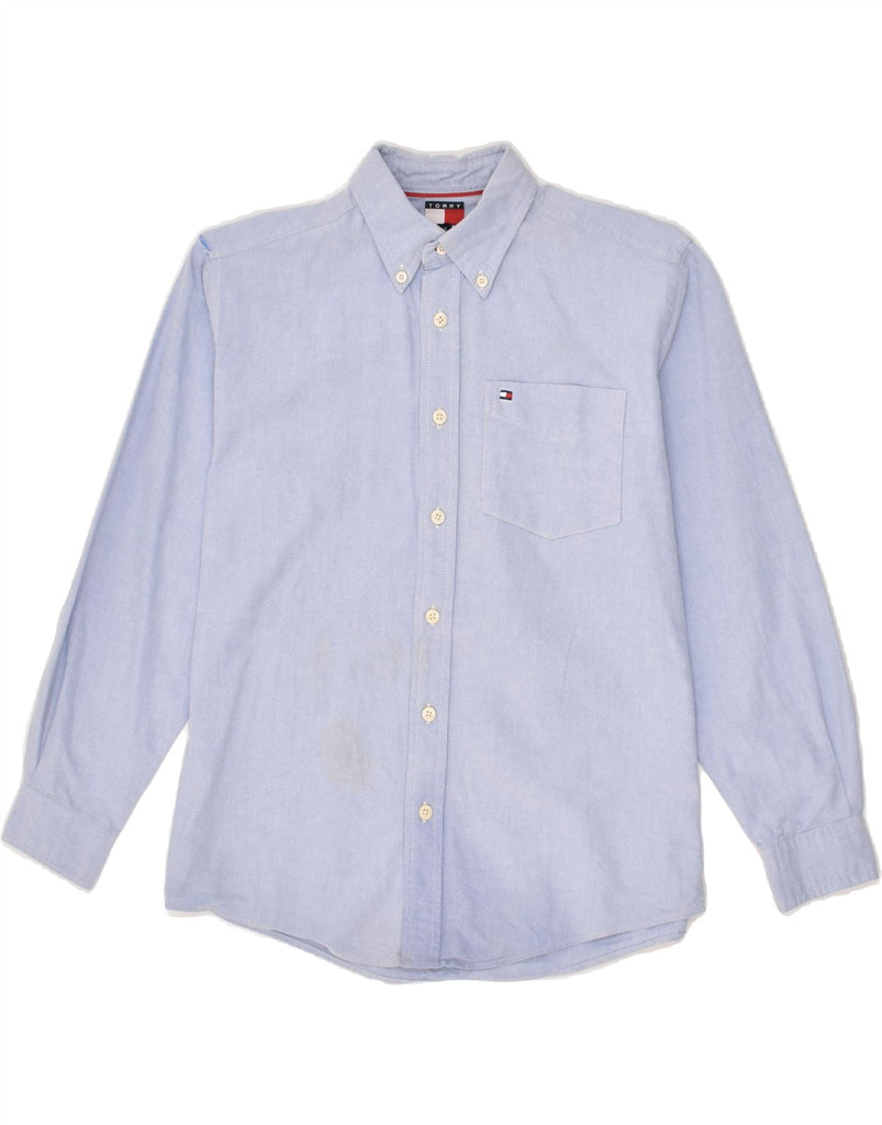 TOMMY HILFIGER Boys Shirt 11-12 Years Medium Blue Cotton | Vintage Tommy Hilfiger | Thrift | Second-Hand Tommy Hilfiger | Used Clothing | Messina Hembry 