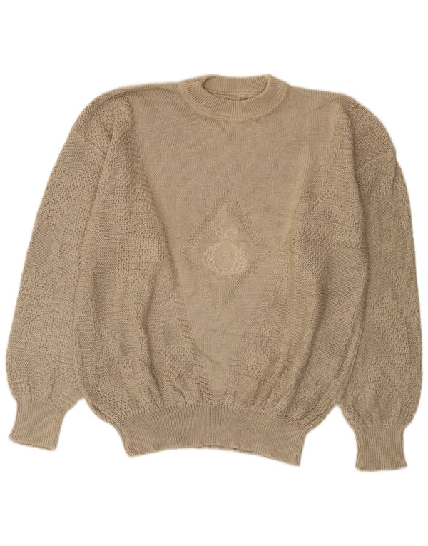 Vintage Mens Crew Neck Jumper Sweater IT 54 XL Beige