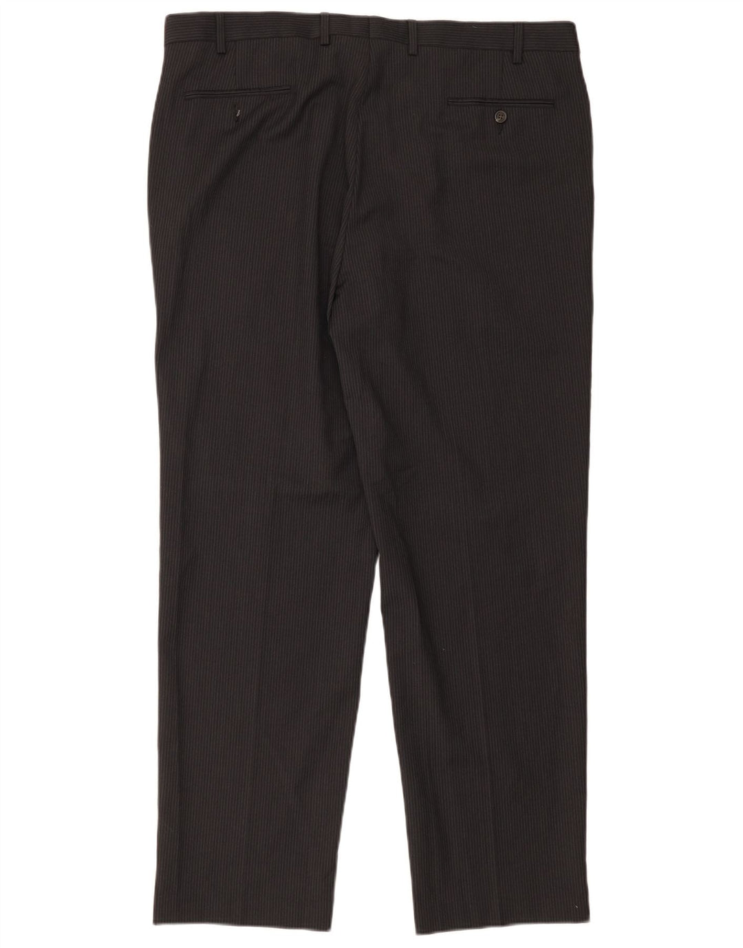 Chaps Mens Straight Suit Trousers W40 L32 Black Pinstripe Wool