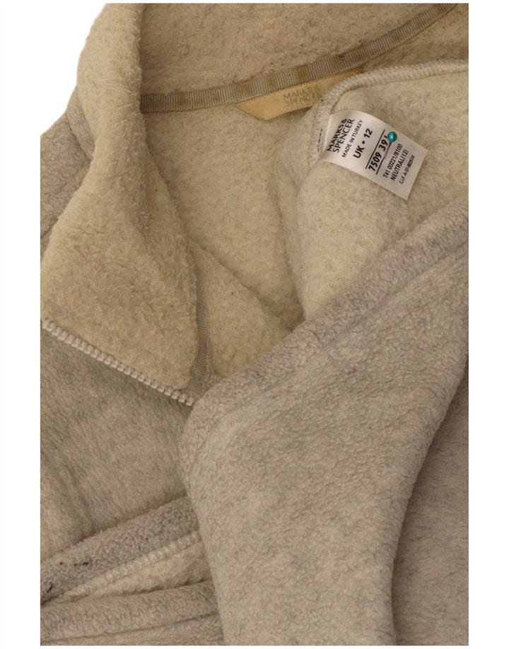 Marks & Spencer Womens Fleece Jacket UK 12 Medium  Beige Polyester