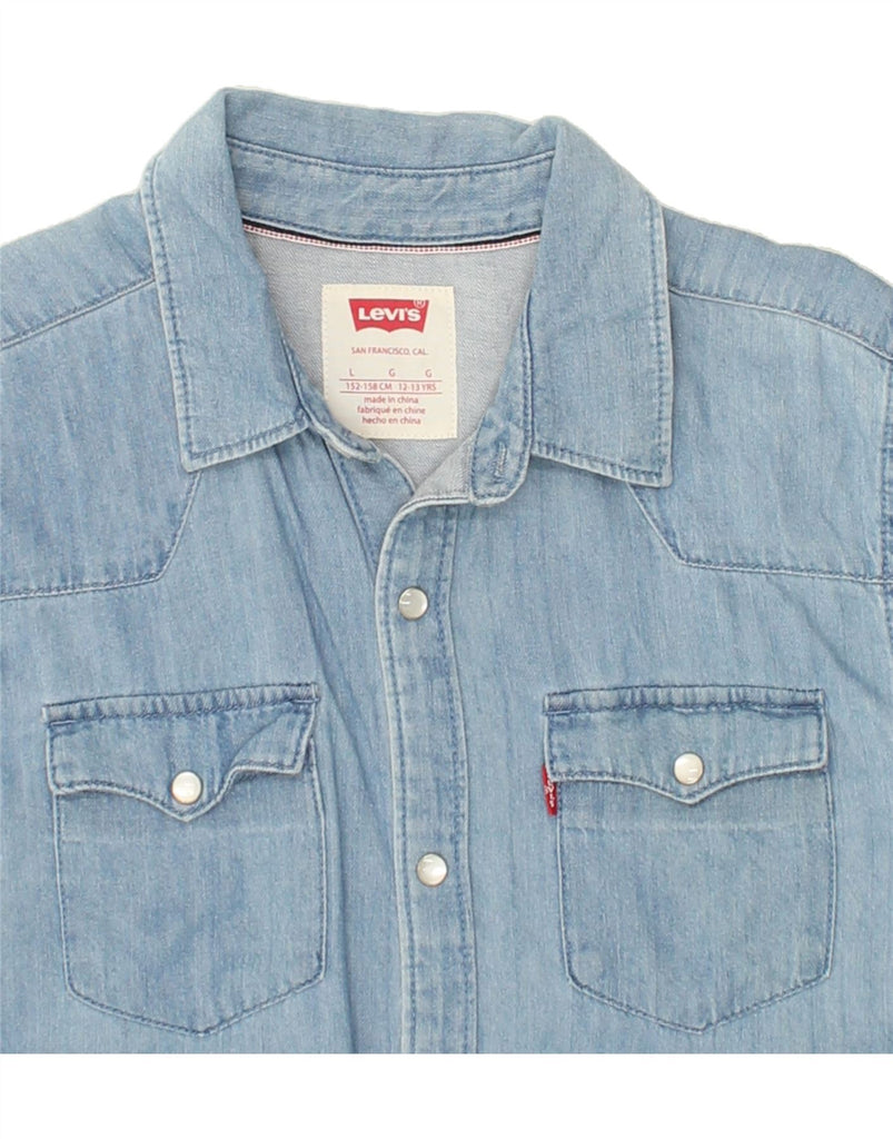 LEVI'S Boys Denim Shirt 12-13 Years Large Blue Tie Dye Cotton Vintage Levi's and Second-Hand Levi's from Messina Hembry 