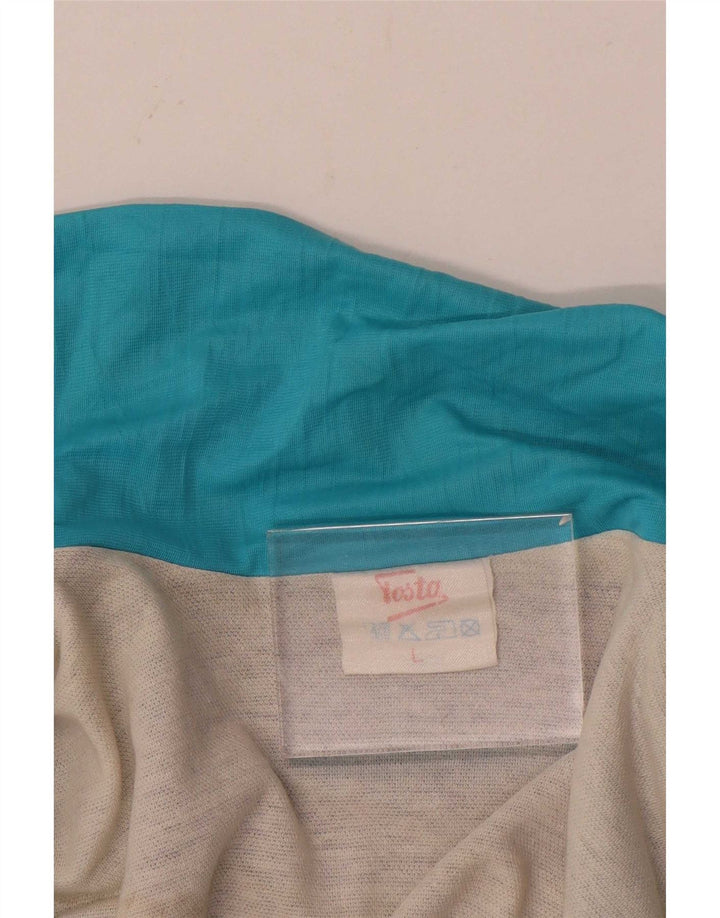 Vintage Mens Tracksuit Top Jacket Large Navy Blue Colourblock