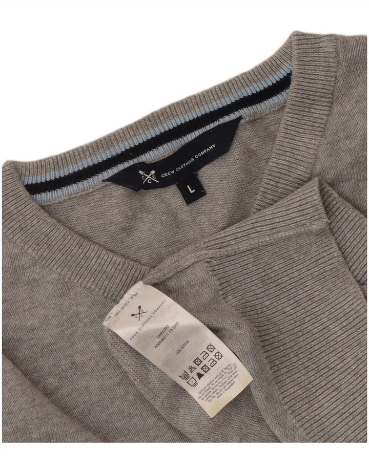 Crew Clothing Mens V-Neck Jumper Sweater Large Grey Cotton