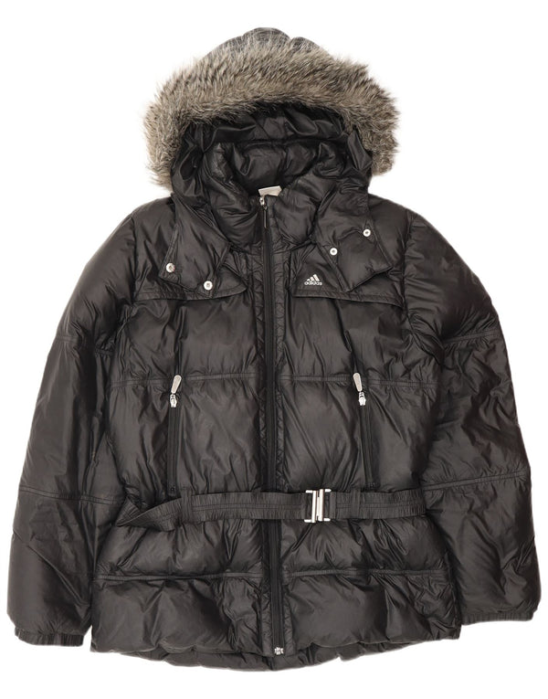Adidas Womens Oversized Hooded Padded Jacket UK 18 XL  Black Polyester