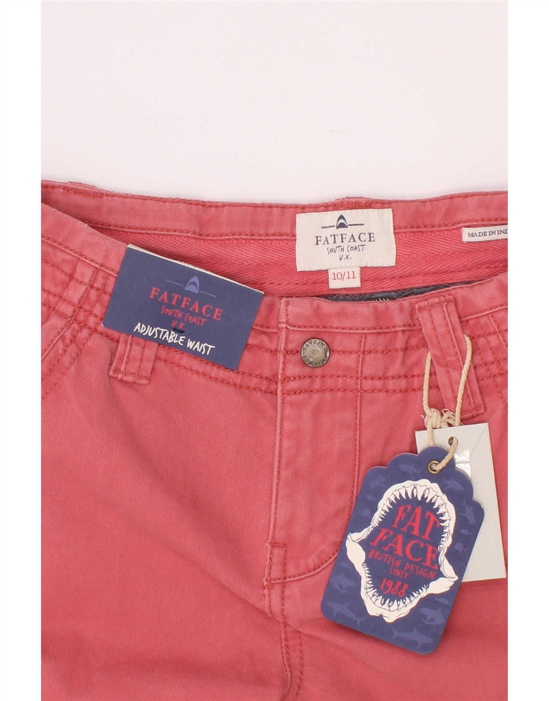 Fat Face Boys Cargo Shorts 10-11 Years W25 Pink Cotton