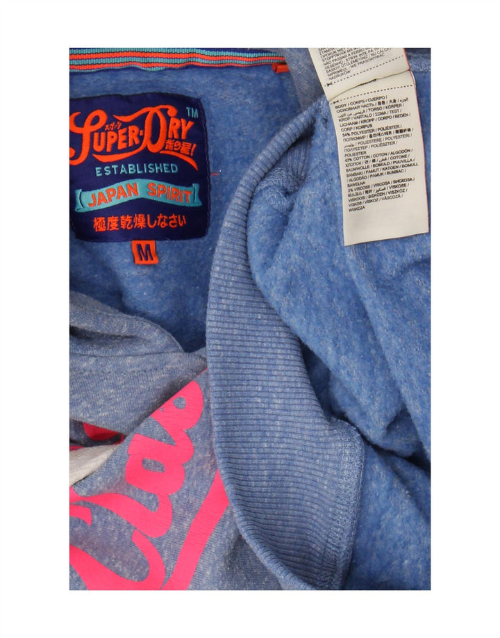 Superdry Womens Graphic Hoodie Jumper UK 12 Medium Blue Polyester
