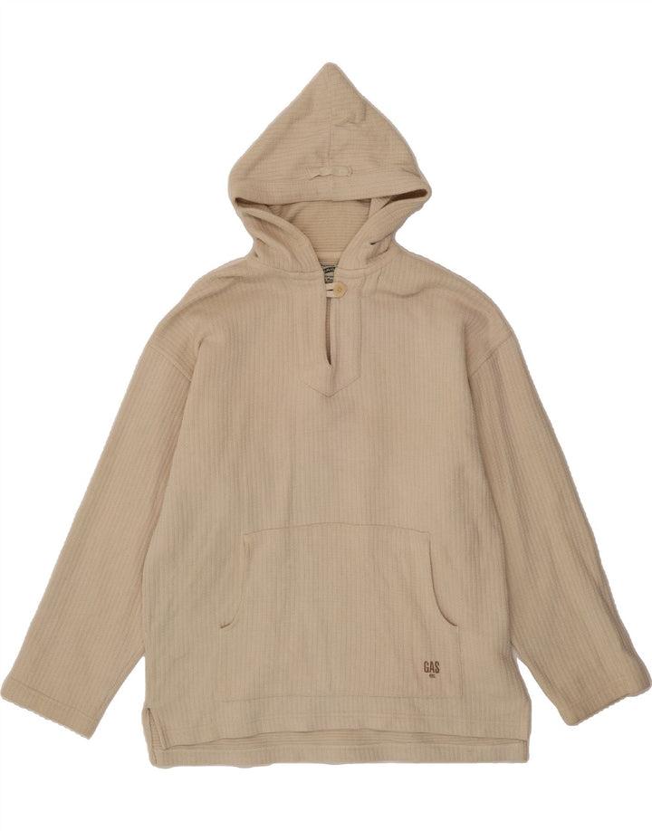 GAS Womens Hoodie Jumper UK 18 XL Beige Cotton Vintage Gas and Second-Hand Gas from Messina Hembry 