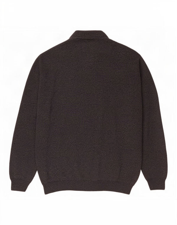 Rodes Mens Polo Neck Jumper Sweater Large Navy Blue Striped Wool