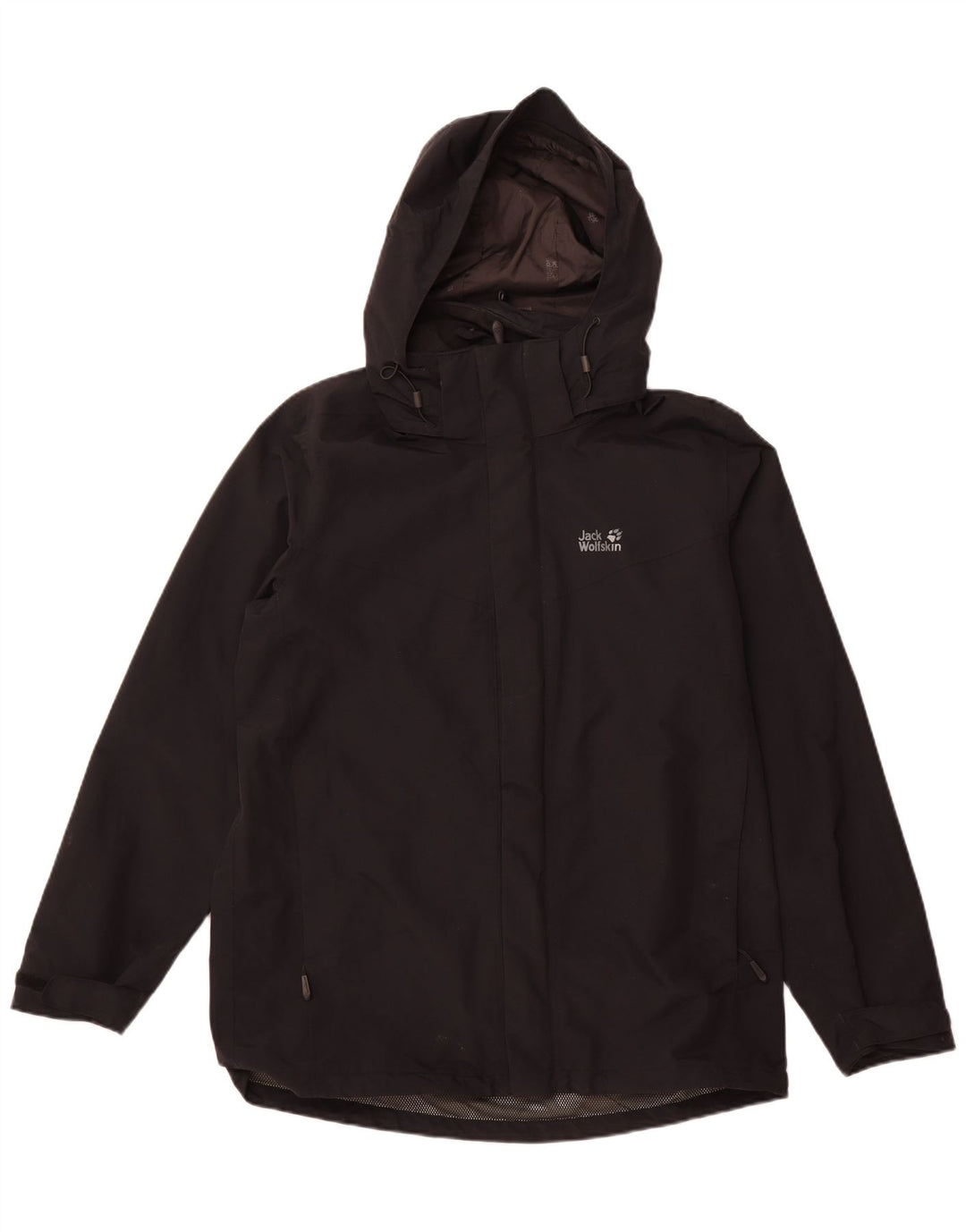JACK WOLFSKIN Mens Hooded Rain Jacket UK 42 Large Black Polyamide