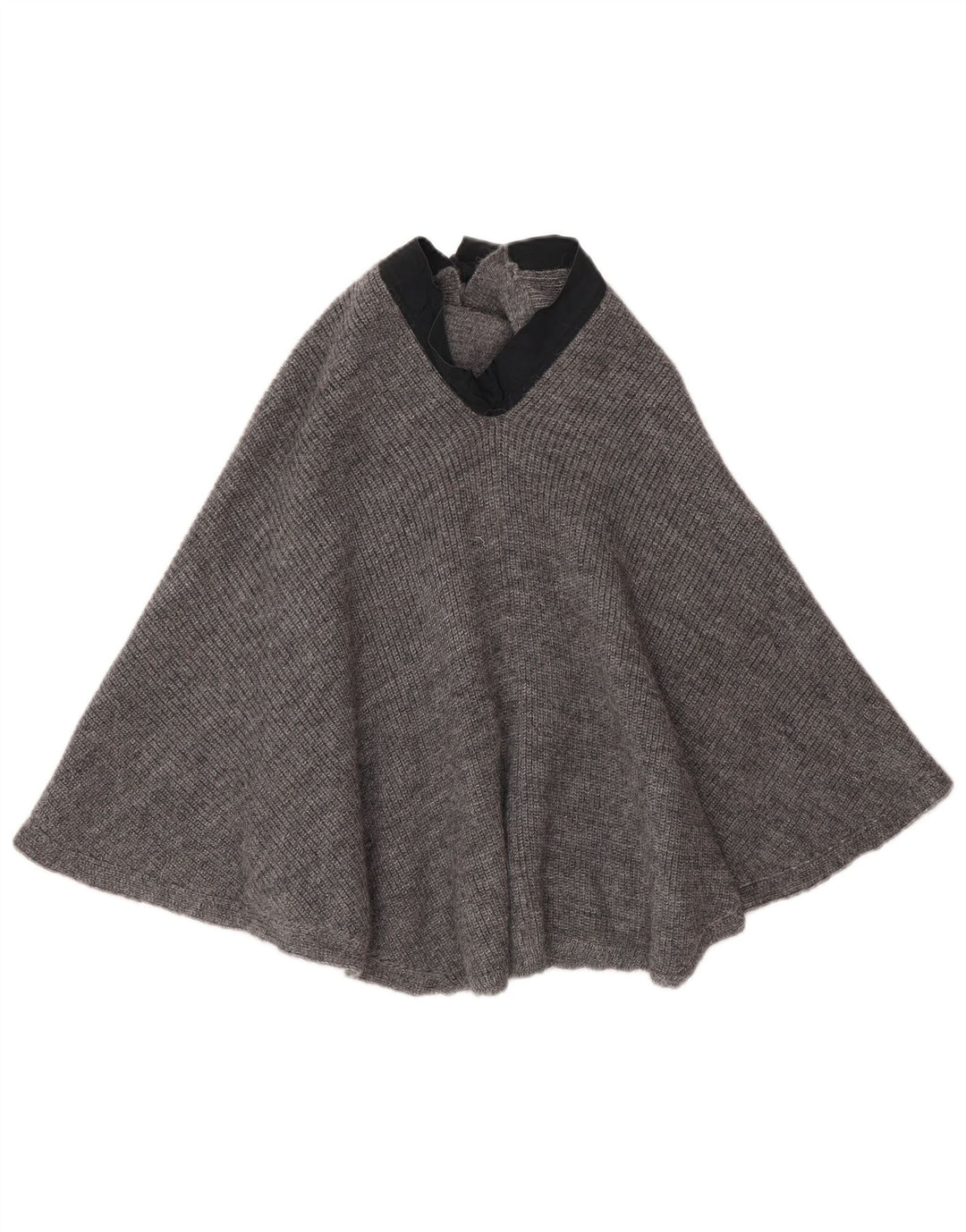 Vintage Womens Poncho Jumper UK 10 Small Grey Alpaca Wool
