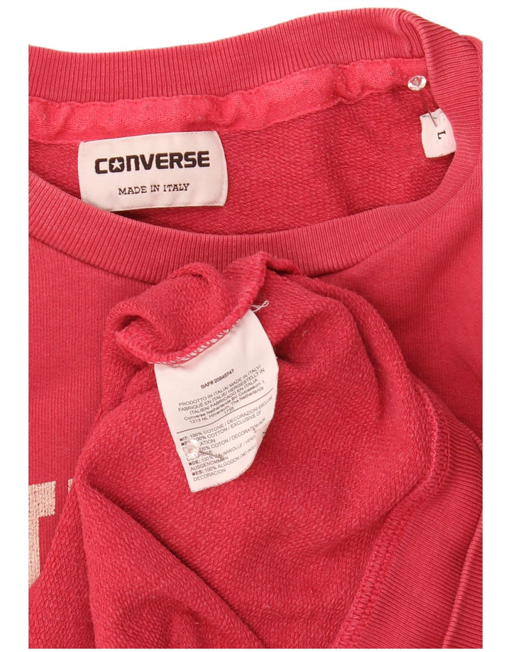 Converse Mens Graphic Sweatshirt Jumper Large Pink Cotton