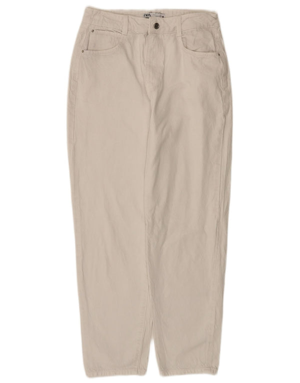 Zara Womens High Waist Tapered Jeans EU 40 Medium W30 L27 White
