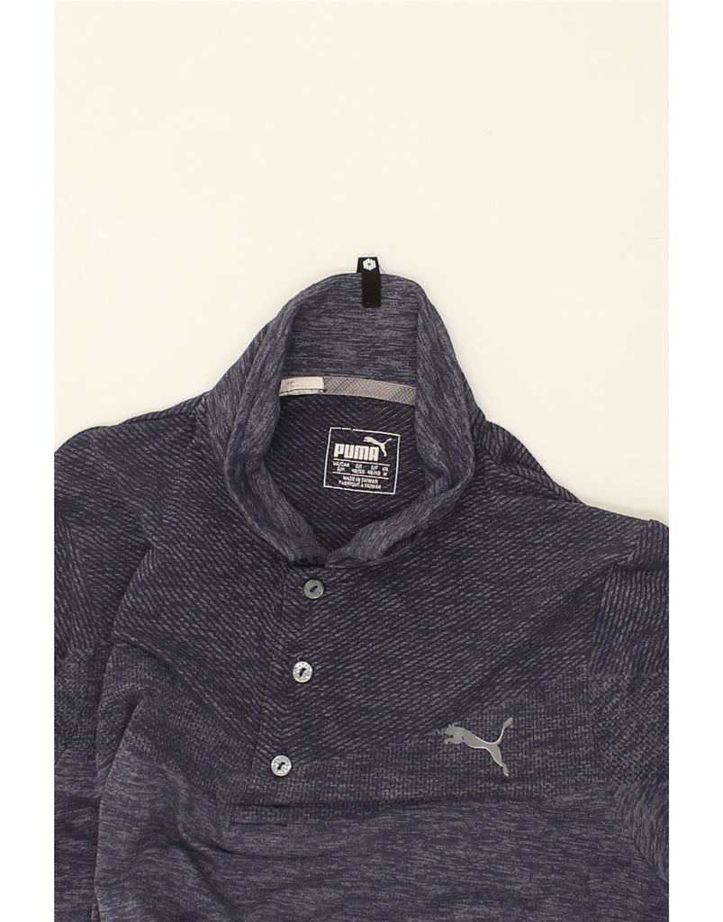 PUMA Mens Polo Shirt Small Navy Blue Flecked | Vintage Puma | Thrift | Second-Hand Puma | Used Clothing | Messina Hembry 