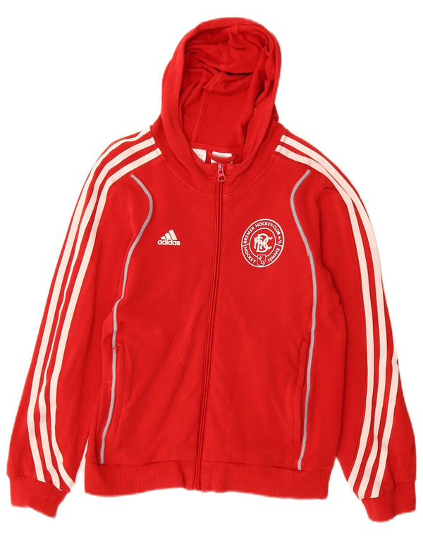 Adidas Boys Graphic Zip Hoodie Sweater 9-10 Years Red Cotton
