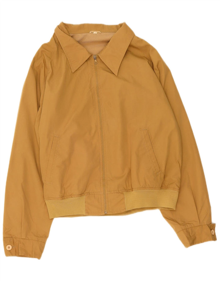 VINTAGE Womens Bomber Jacket IT 58 5XL Beige Polyester