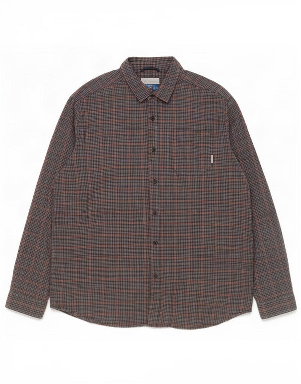 Columbia Mens Flannel Shirt 2XL Grey Gingham Cotton
