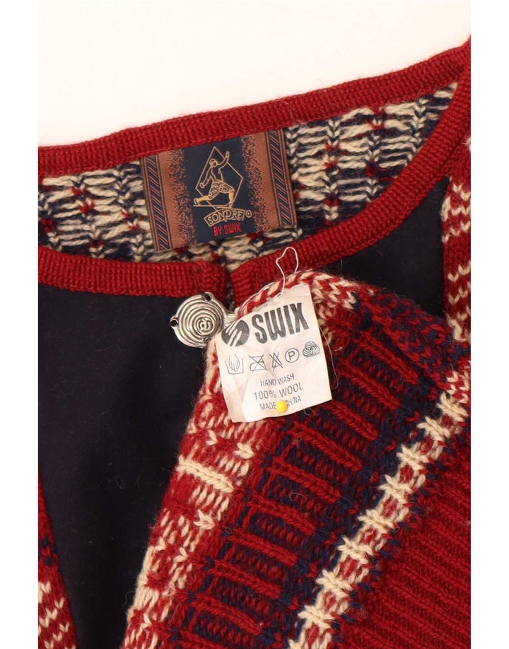 Sondre Mens Crew Neck Jumper Sweater Large Red Fair Isle Wool