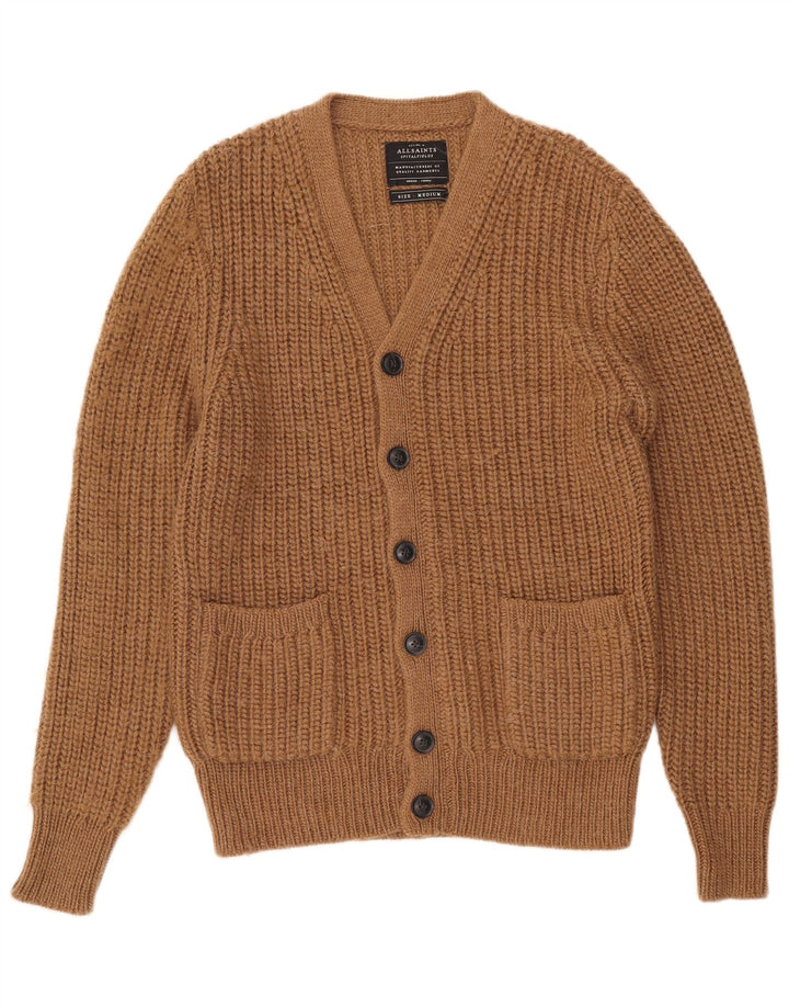 All Saints Mens Cardigan Sweater Medium Brown Acrylic