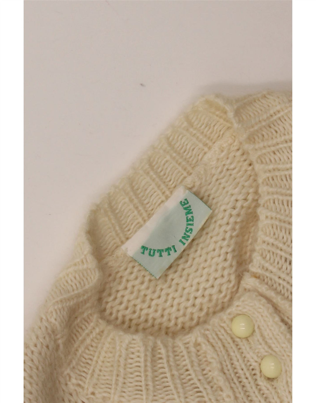 Vintage Womens Cardigan Sweater UK 12 Medium Beige Fair Isle