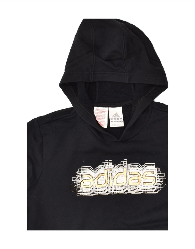 ADIDAS Boys Graphic Hoodie Jumper 15-16 Years Black Cotton | Vintage Adidas | Thrift | Second-Hand Adidas | Used Clothing | Messina Hembry 