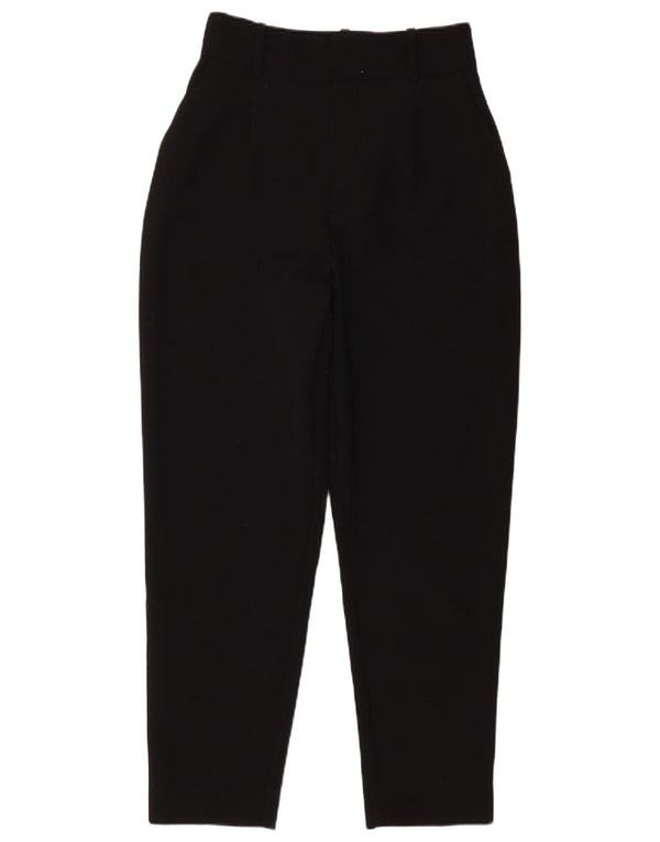 Zara Womens High Waist Tapered Chino Trousers Small W26 L26 Black Polyester