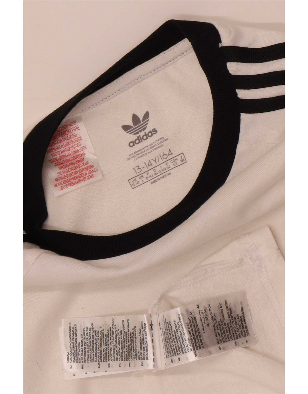 Adidas Boys T-Shirt Top 13-14 Years White Cotton