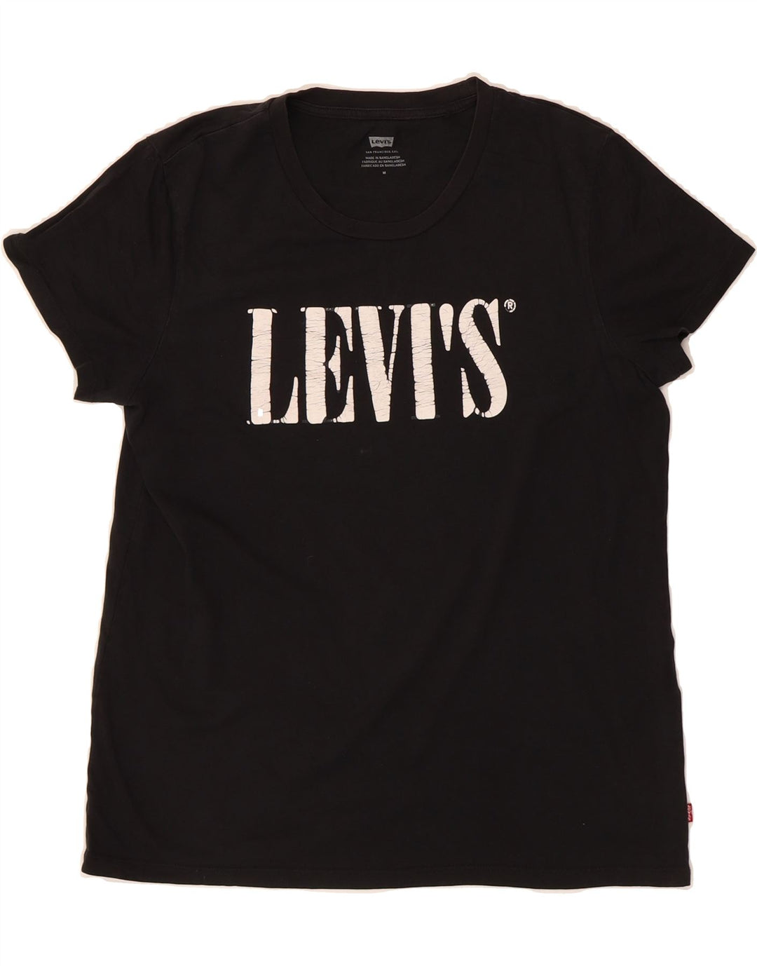 LEVI'S Womens Graphic T-Shirt Top UK 14 Medium Black Vintage Levi's and Second-Hand Levi's from Messina Hembry 