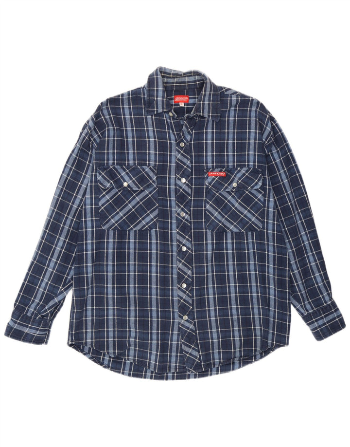 Dickies Mens Flannel Shirt Medium Navy Blue Check