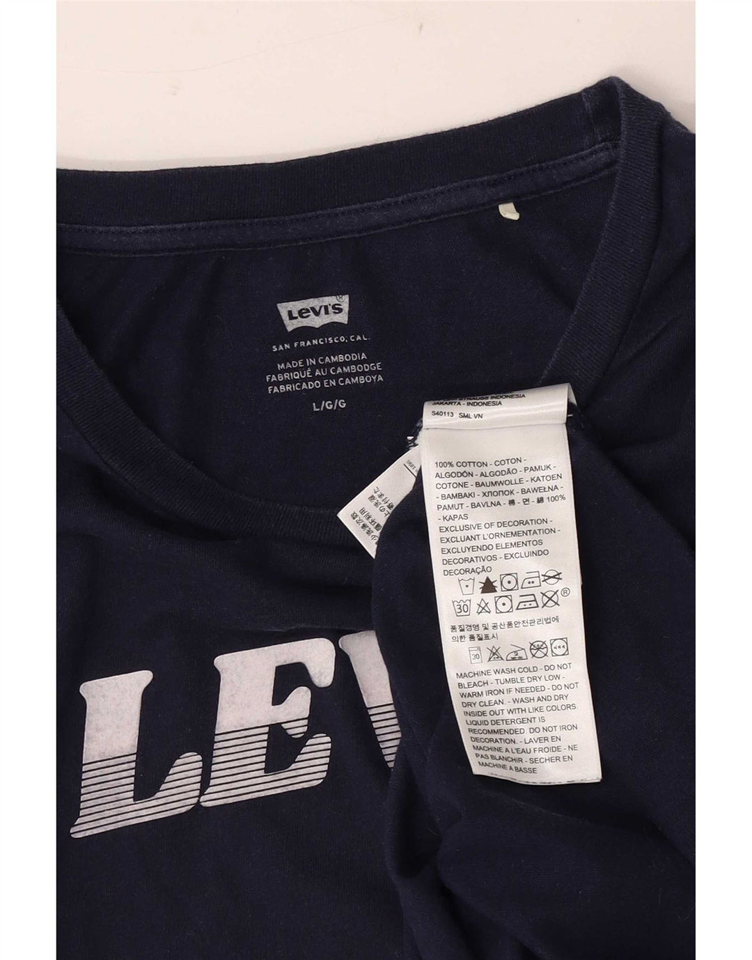 Levi's Mens Graphic T-Shirt Top Large Navy Blue Cotton