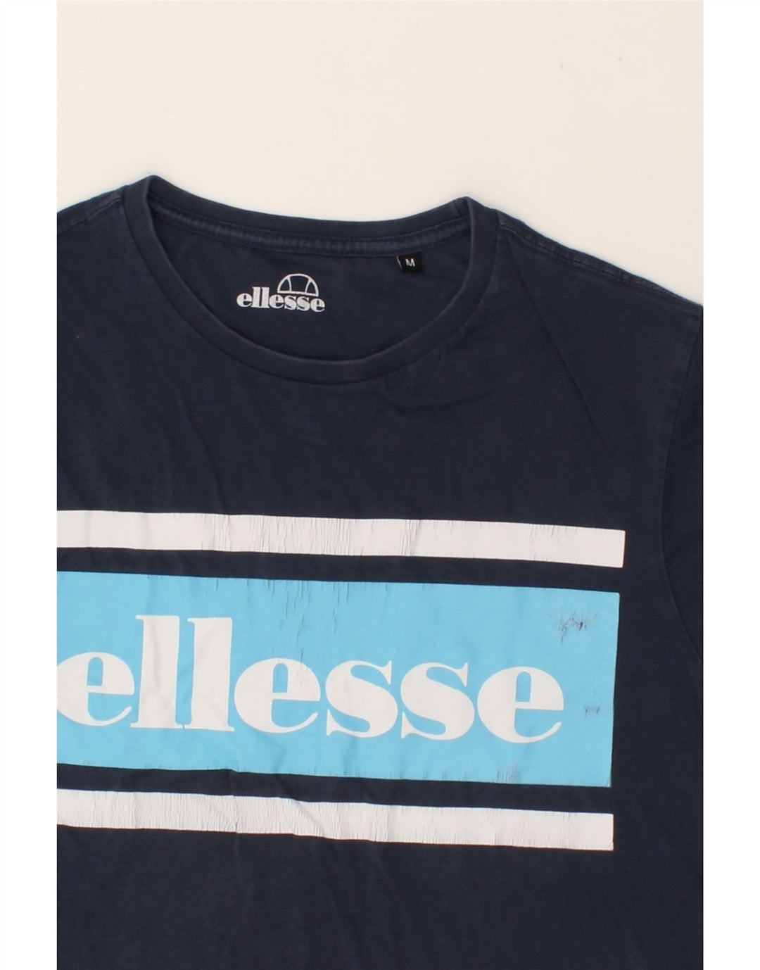 ELLESSE Mens Graphic T-Shirt Top Medium Navy Blue Cotton Vintage Ellesse and Second-Hand Ellesse from Messina Hembry 