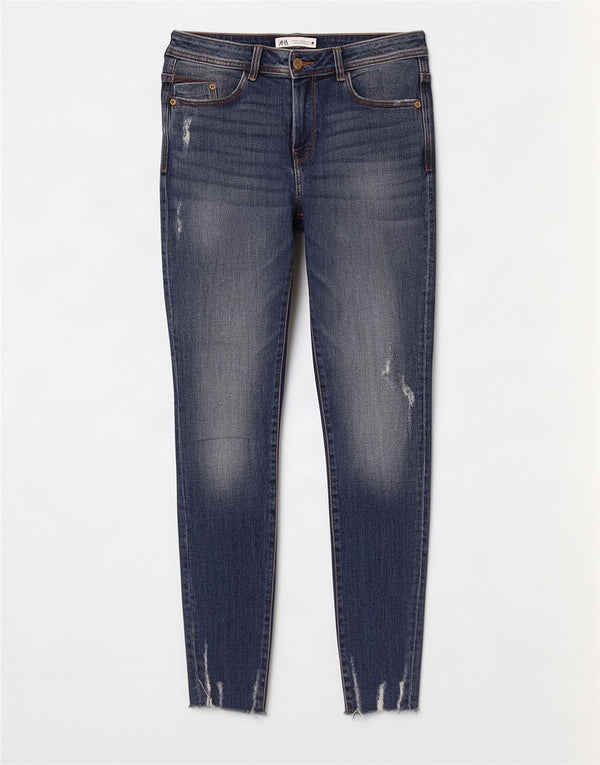 Zara Womens Distressed Skinny Jeans EU 40 Medium W30 L28 Blue Cotton