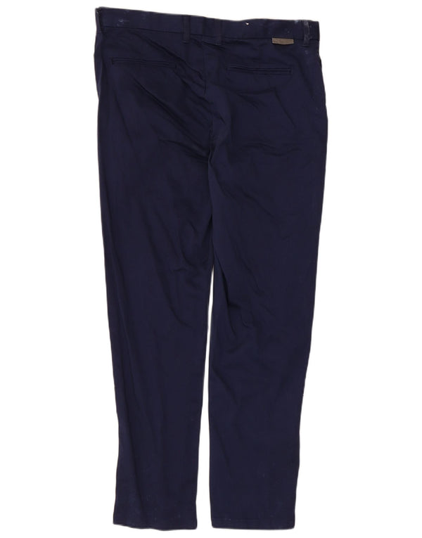Zara Mens Slim Chino Trousers EU 42 Large W32 L28 Navy Blue Cotton