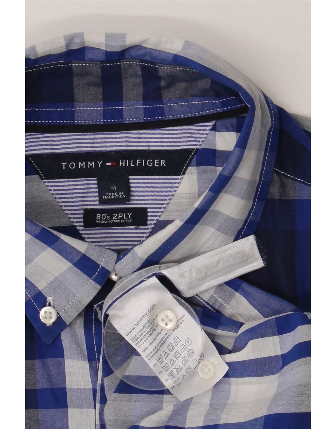 TOMMY HILFIGER Mens Shirt Medium Blue Check Cotton Vintage Tommy Hilfiger and Second-Hand Tommy Hilfiger from Messina Hembry 