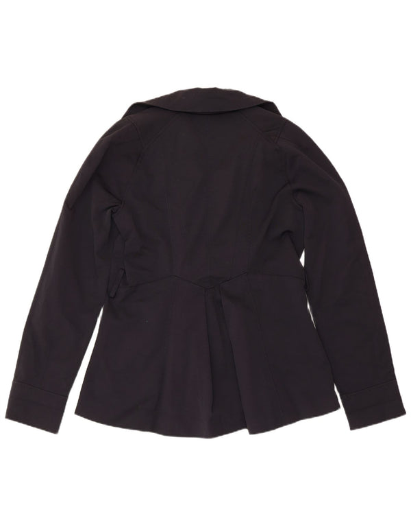 ZARA Womens Pea Coat UK 12 Medium Navy Blue Cotton