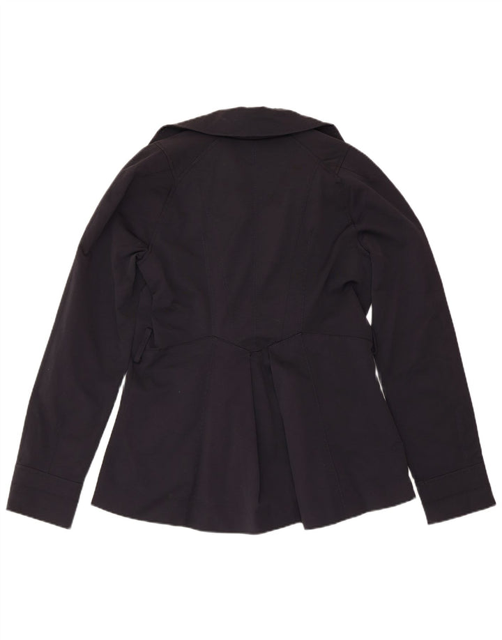 ZARA Womens Pea Coat UK 12 Medium Navy Blue Cotton