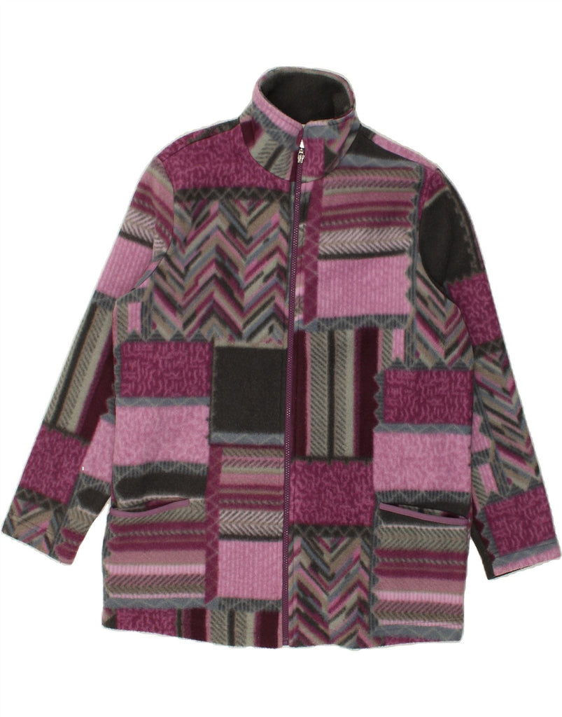 VINTAGE Womens Fleece Jacket UK 16 Large Purple Patchwork Polyester | Vintage Vintage | Thrift | Second-Hand Vintage | Used Clothing | Messina Hembry 